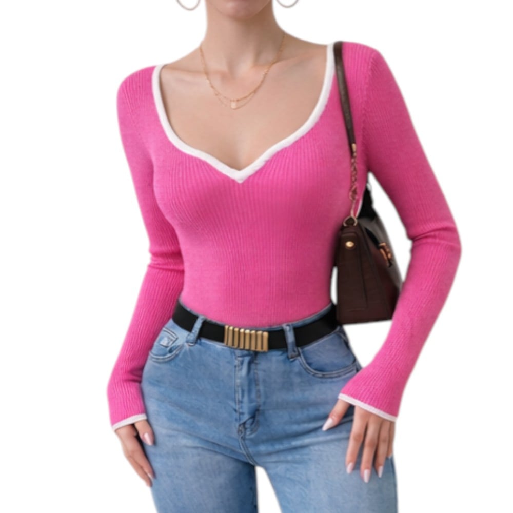 POLO CORAZON MANGA LARGA RIB GRUESO ALGODON TIC-14 COLOR ROSA CHICLE - 2