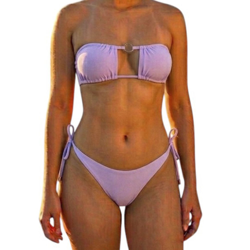 ROPA DE BAÑO BIKINI MUIJER CALZON NORMAL LICRA UV AX-45 COLOR LILA - 1