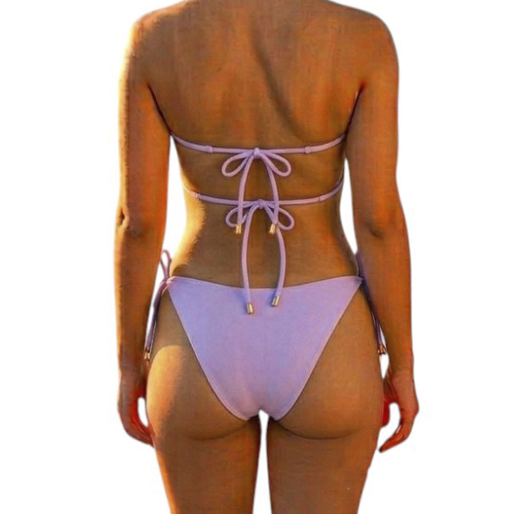 ROPA DE BAÑO BIKINI MUIJER CALZON NORMAL LICRA UV AX-45 COLOR LILA - 2