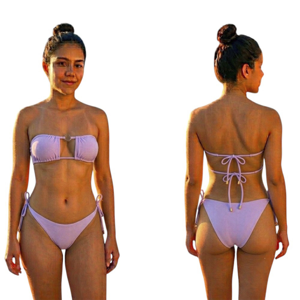 ROPA DE BAÑO BIKINI MUIJER CALZON NORMAL LICRA UV AX-45 COLOR LILA - 3