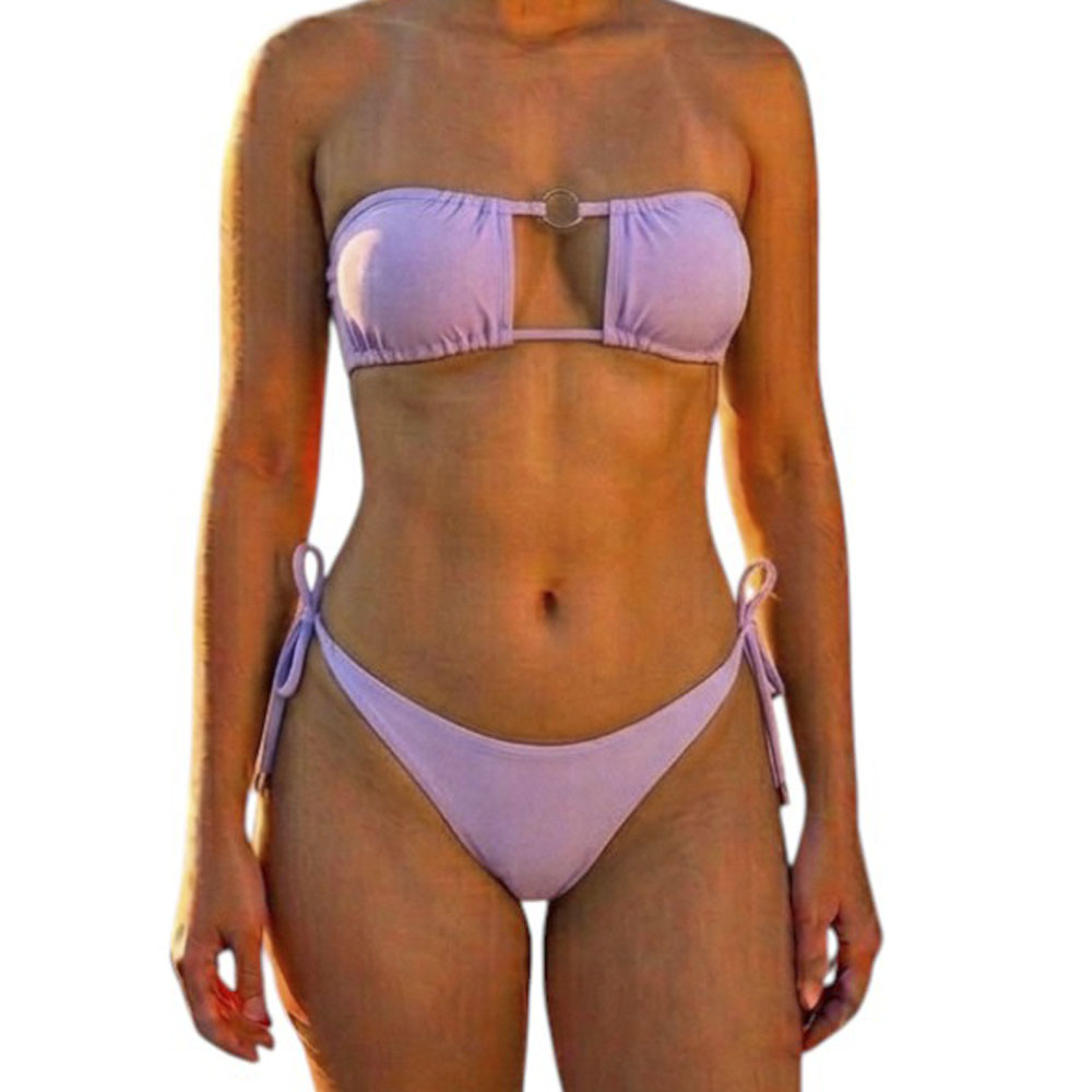 ROPA DE BAÑO BIKINI MUIJER CALZON NORMAL LICRA UV AX-45 COLOR LILA - 1