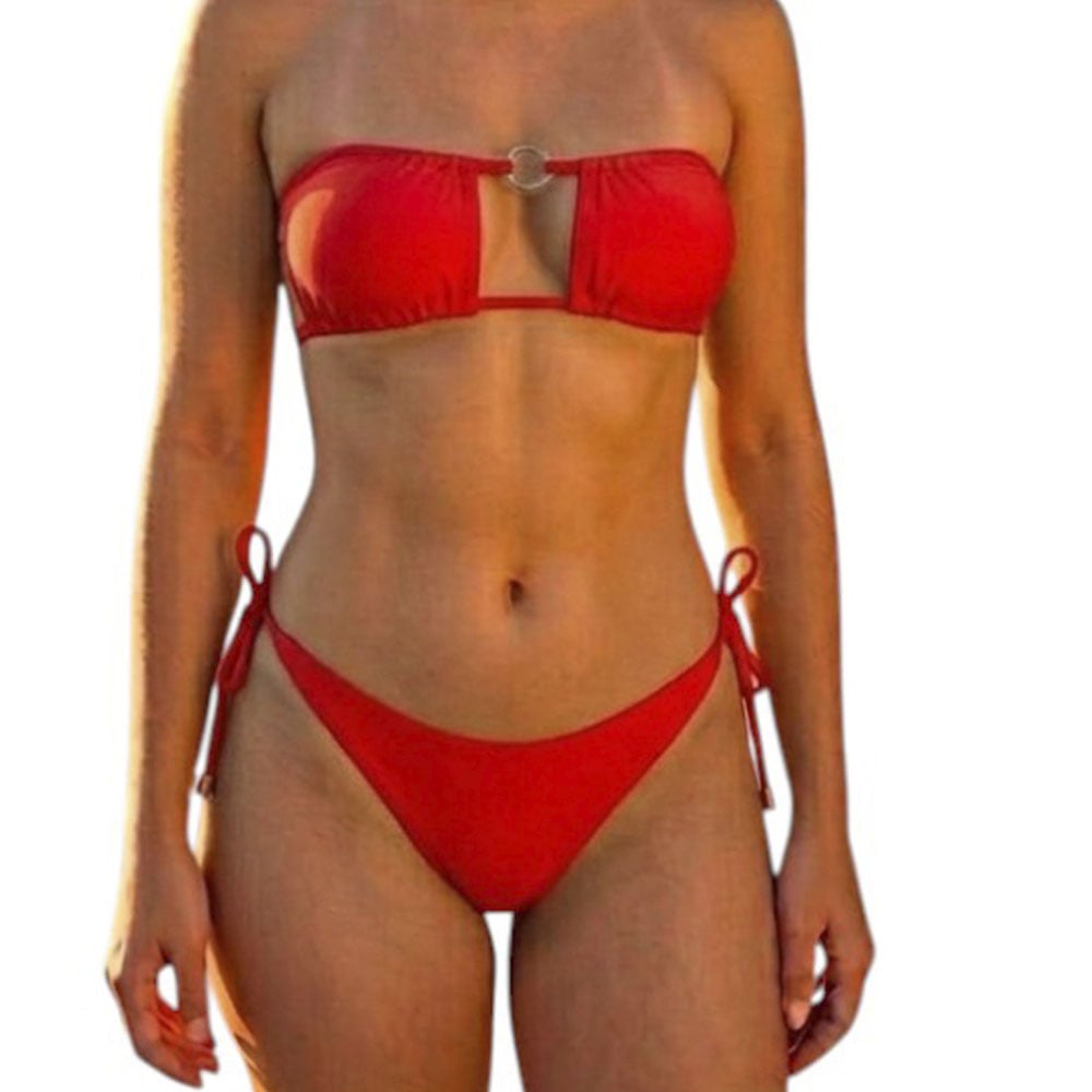 ROPA DE BAÑO BIKINI MUIJER CALZON NORMAL LICRA UV AX-45 COLOR ROJO - 1