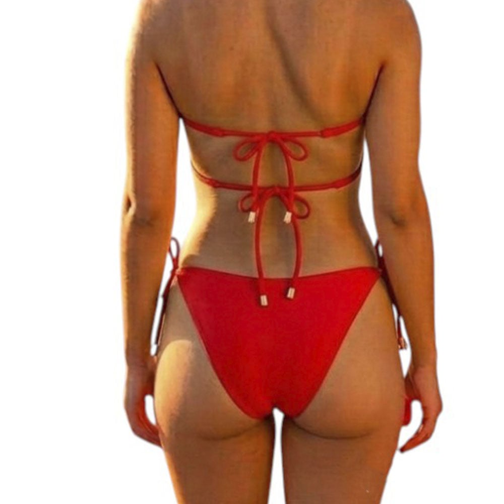 ROPA DE BAÑO BIKINI MUIJER CALZON NORMAL LICRA UV AX-45 COLOR ROJO - 2