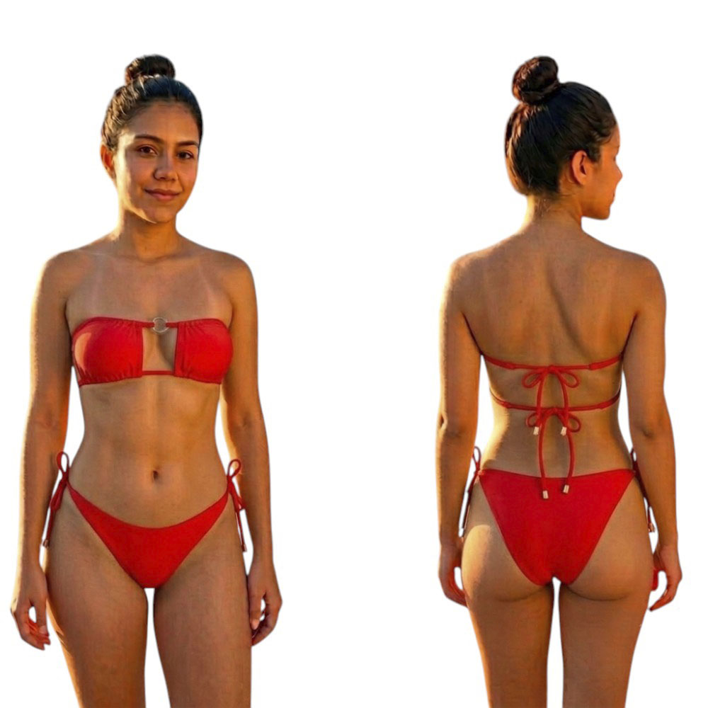 ROPA DE BAÑO BIKINI MUIJER CALZON NORMAL LICRA UV AX-45 COLOR ROJO - 3