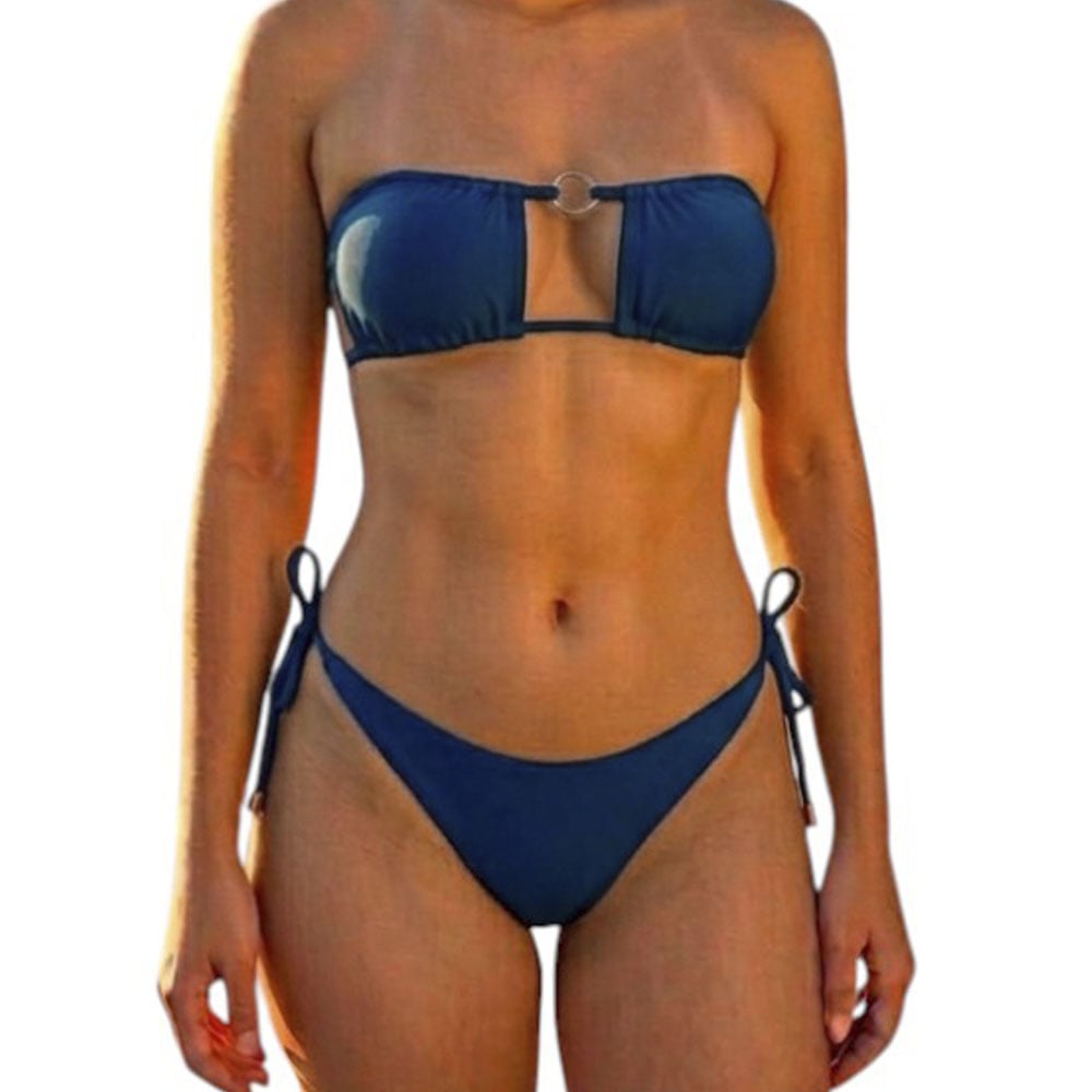 ROPA DE BAÑO BIKINI MUIJER CALZON NORMAL LICRA UV AX-45 COLOR AZUL ELECTRICO - 1