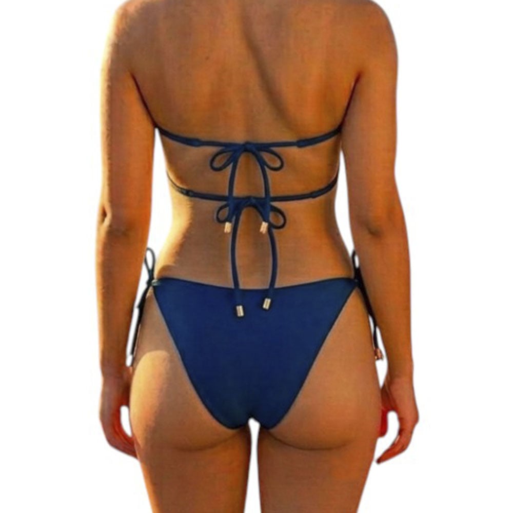 ROPA DE BAÑO BIKINI MUIJER CALZON NORMAL LICRA UV AX-45 COLOR AZUL ELECTRICO - 2