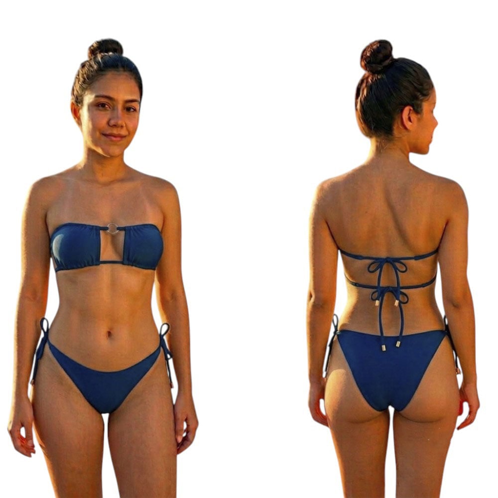 ROPA DE BAÑO BIKINI MUIJER CALZON NORMAL LICRA UV AX-45 COLOR AZUL ELECTRICO - 3