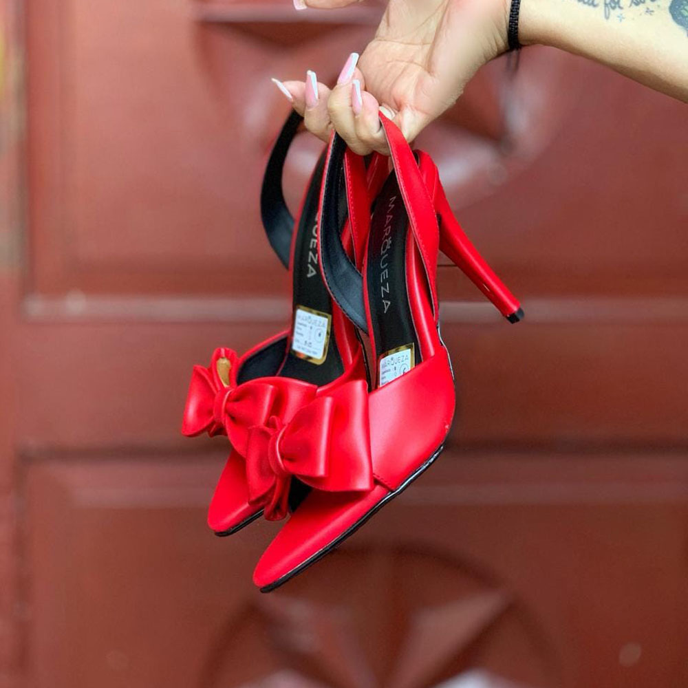SANDALIA MUJER 2086-65 TACO 9 LAZO FINO COLOR ROJO - 3