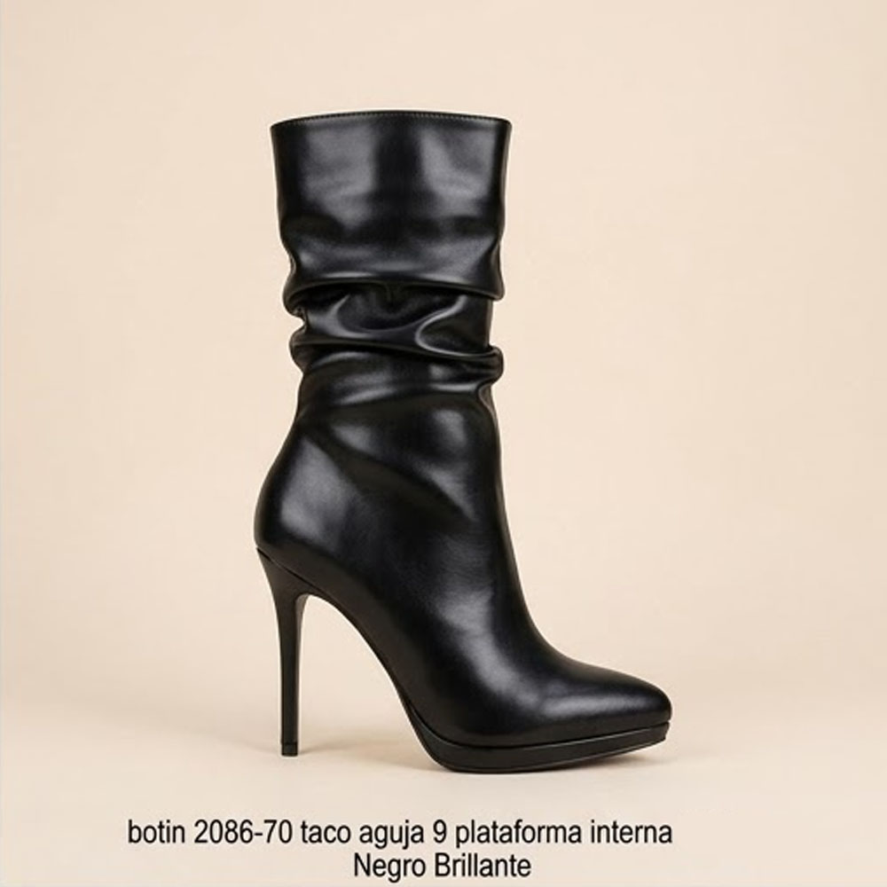 BOTIN MUJER 2086-70 TACO AGUJA 9 PLATAFORMA INTERNA COLOR NEGRO - 1