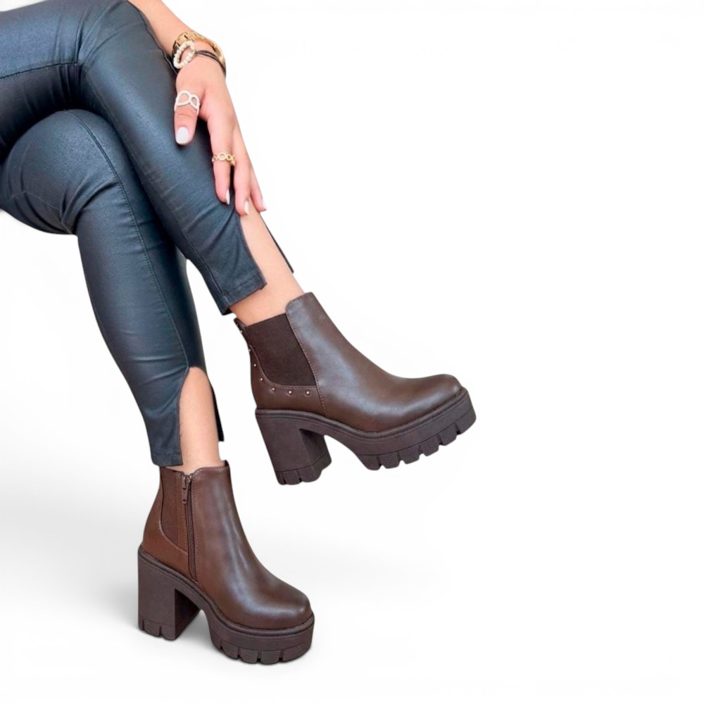 BOTIN MUJER CASUAL 2086-60 TACO 7 COLOR CHOCOLATE - 3