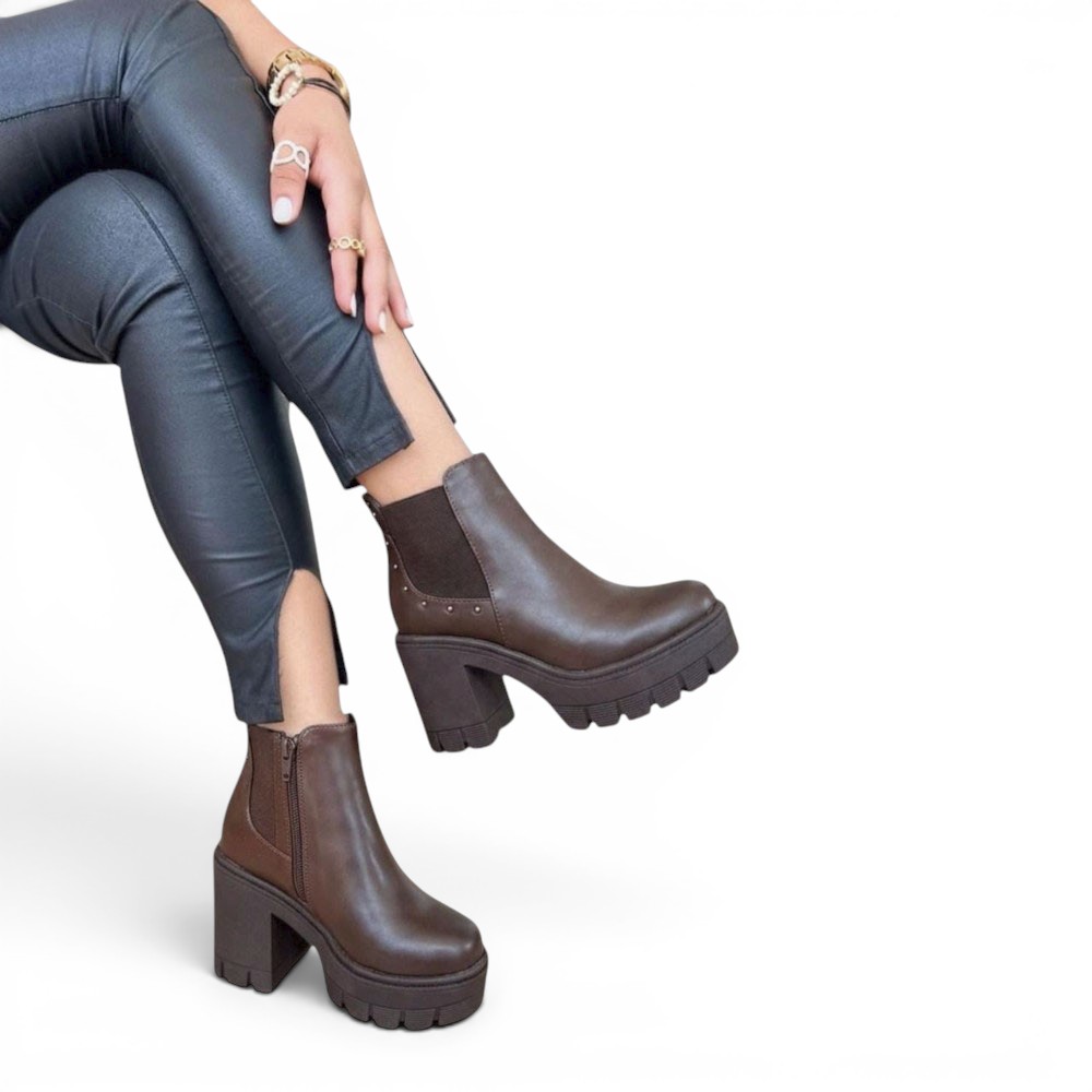 BOTIN MUJER CASUAL 2086-60 TACO 7 COLOR CHOCOLATE - 4