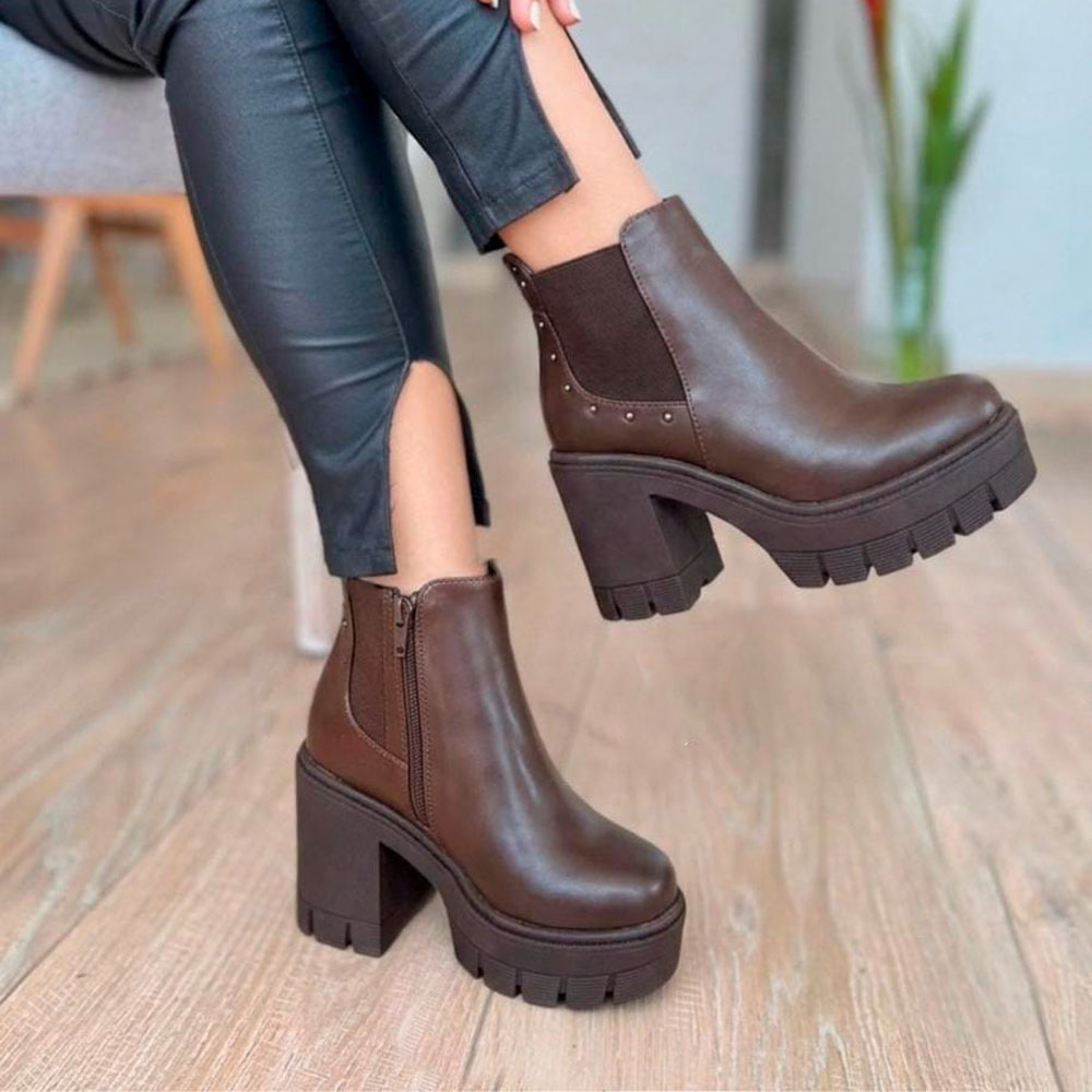 BOTIN MUJER CASUAL 2086-60 TACO 7 COLOR CHOCOLATE - 5