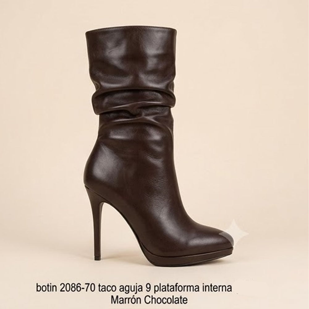 BOTIN MUJER 2086-70 TACO AGUJA 9 PLATAFORMA INTERNA COLOR CHOCOLATE - 1
