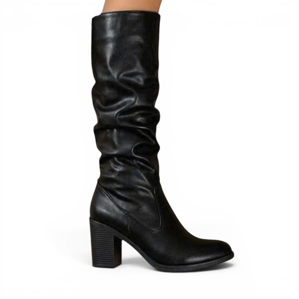 BOTA MUJER LARGA 2086-70 CORRUGADA TACO 7 COLOR NEGRO - 1