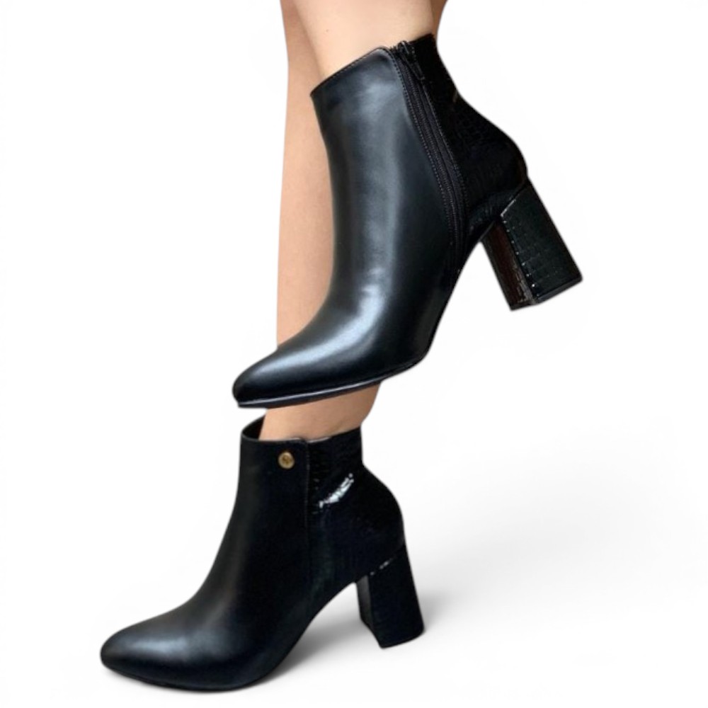 BOTIN MUJER 2086-60 TACO 7 LABRADO POSTERIOR COLOR NEGRO - 2