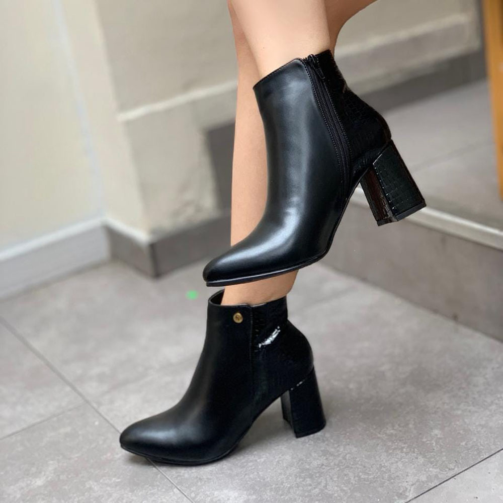 BOTIN MUJER 2086-60 TACO 7 LABRADO POSTERIOR COLOR NEGRO - 3