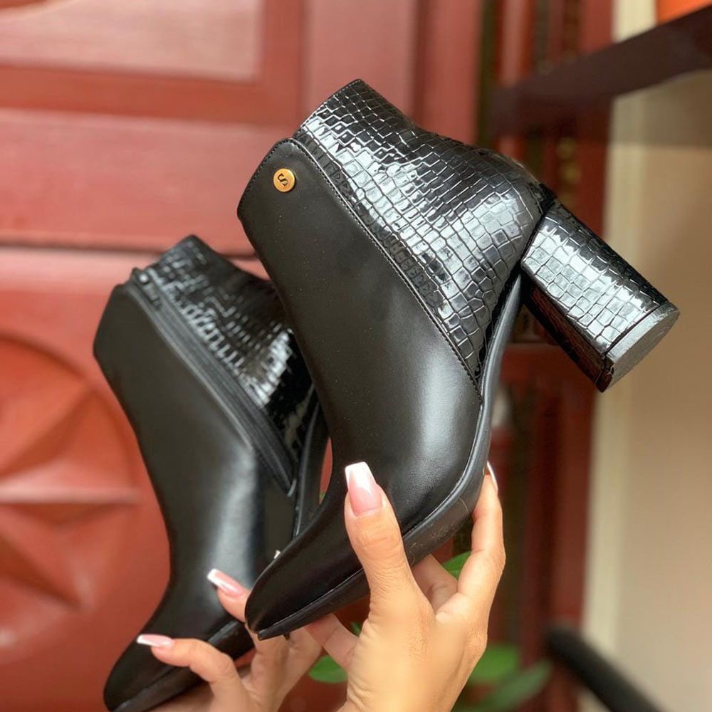BOTIN MUJER 2086-60 TACO 7 LABRADO POSTERIOR COLOR NEGRO - 4