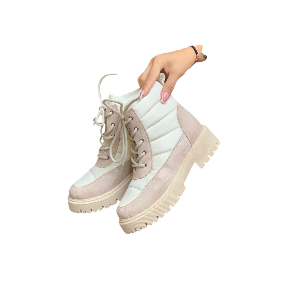 BOTIN MUJER CASUAL 2086-53 IMPERMIABLE COLOR HUESO - 2