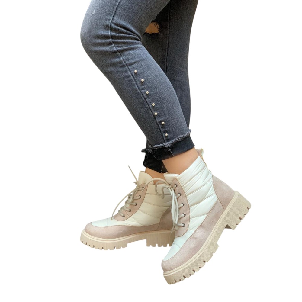 BOTIN MUJER CASUAL 2086-53 IMPERMIABLE COLOR HUESO - 3