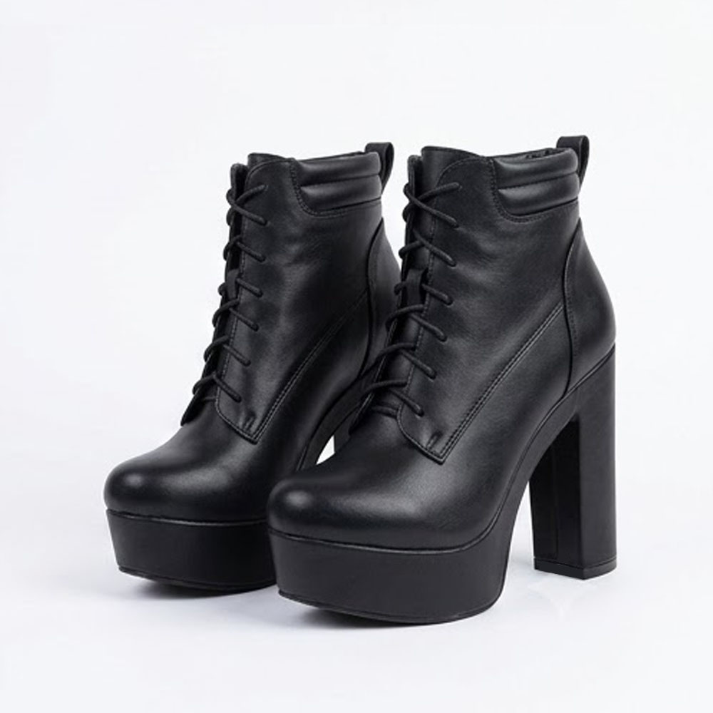 BOTIN MUJER PASADOR CASUAL 2086-62 TACO 12 PLATAFORMA 4 COLOR NEGRO - 1