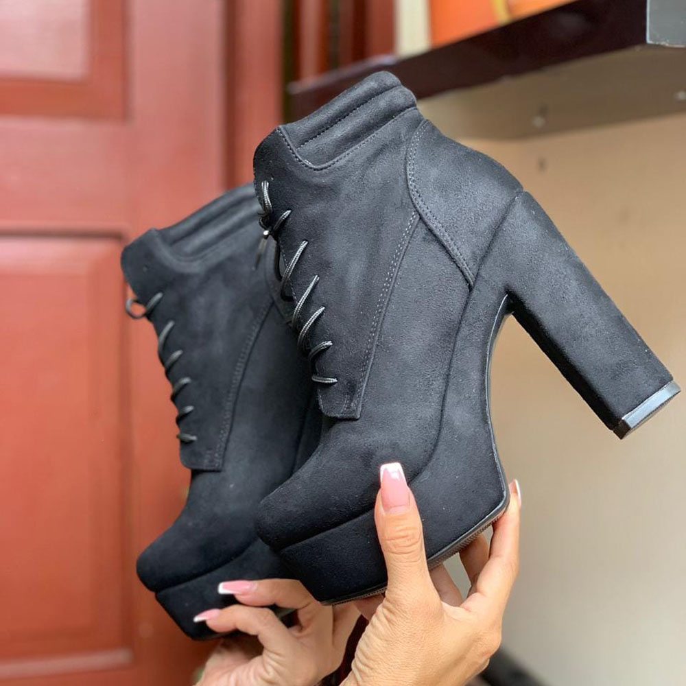 BOTIN MUJER PASADOR CASUAL 2086-62 TACO 12 PLATAFORMA 4 COLOR NEGRO - 2