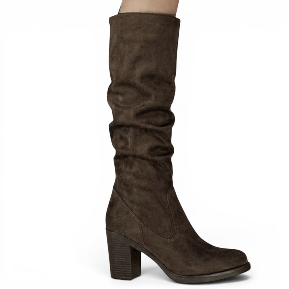 BOTA MUJER LARGA 2086-70 CORRUGADA TACO 7 COLOR CHOCOLATE - 1