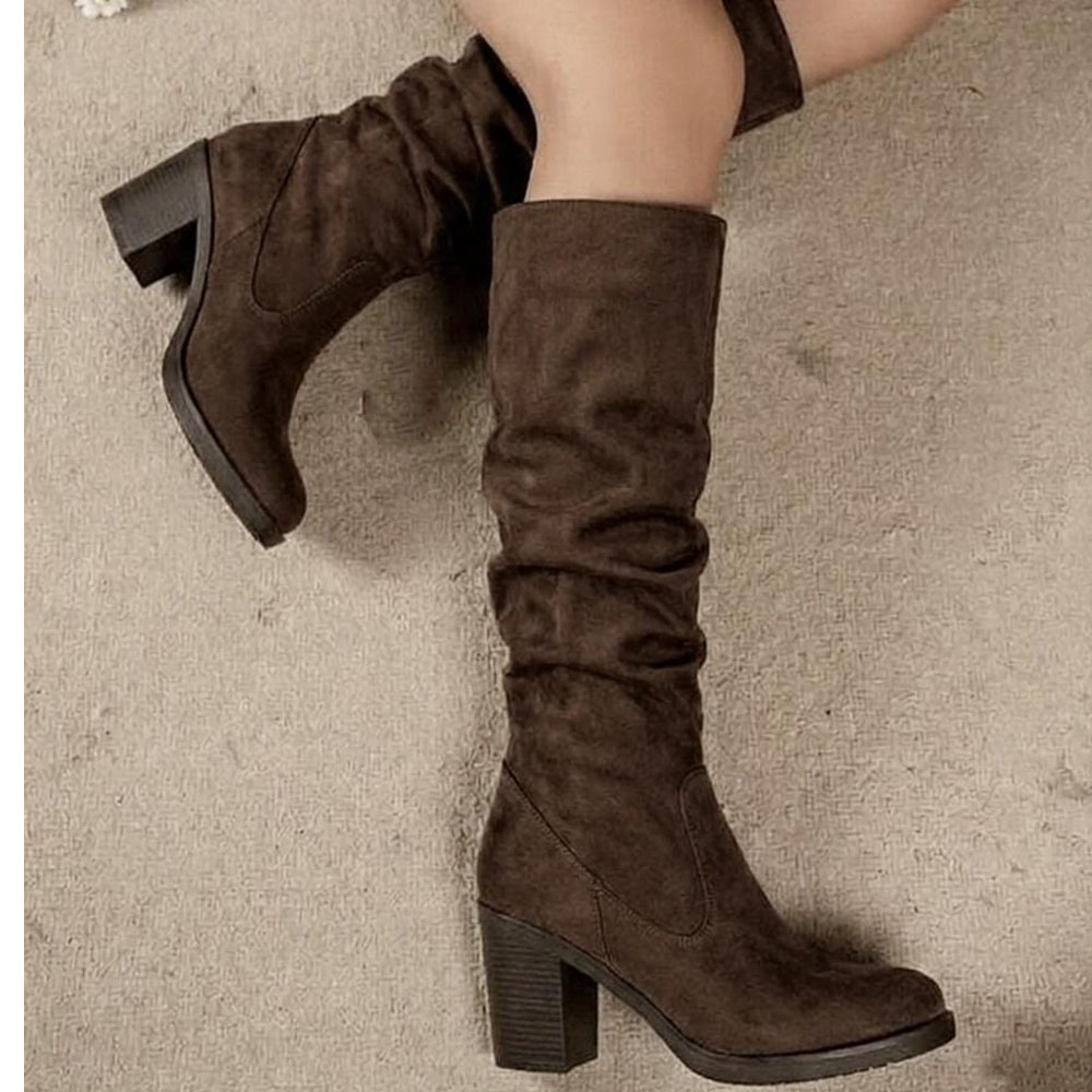 BOTA MUJER LARGA 2086-70 CORRUGADA TACO 7 COLOR CHOCOLATE - 3
