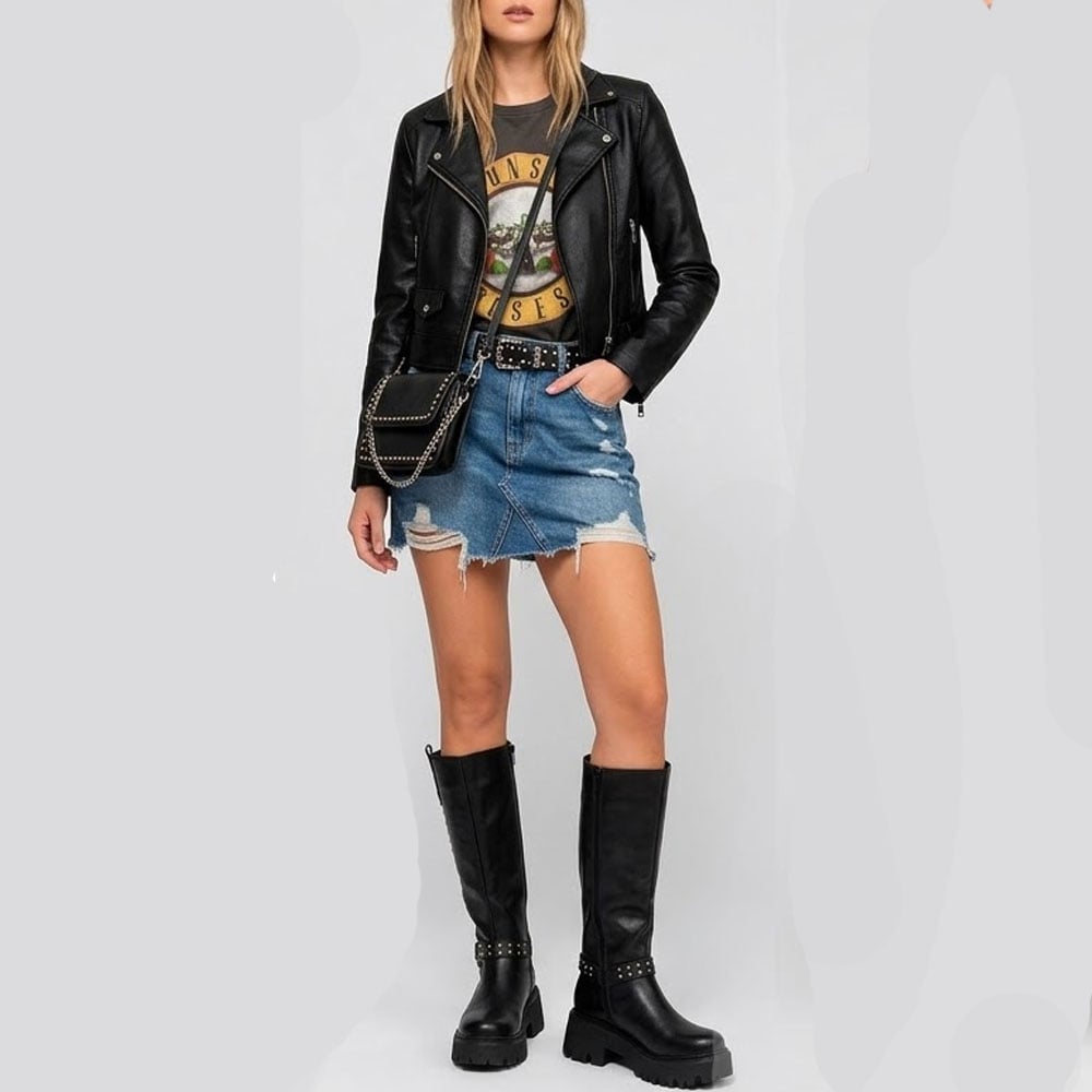 BOTA MUJER LARGA 2086-70 TACO 5 COLOR NEGRO - 2
