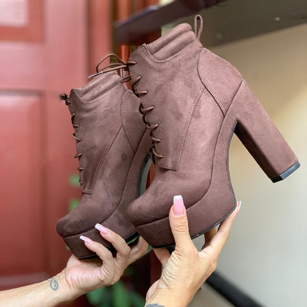 BOTIN MUJER PASADOR CASUAL 2086-62 TACO 12 PLATAFORMA 4 COLOR CHOCOLATE - 2