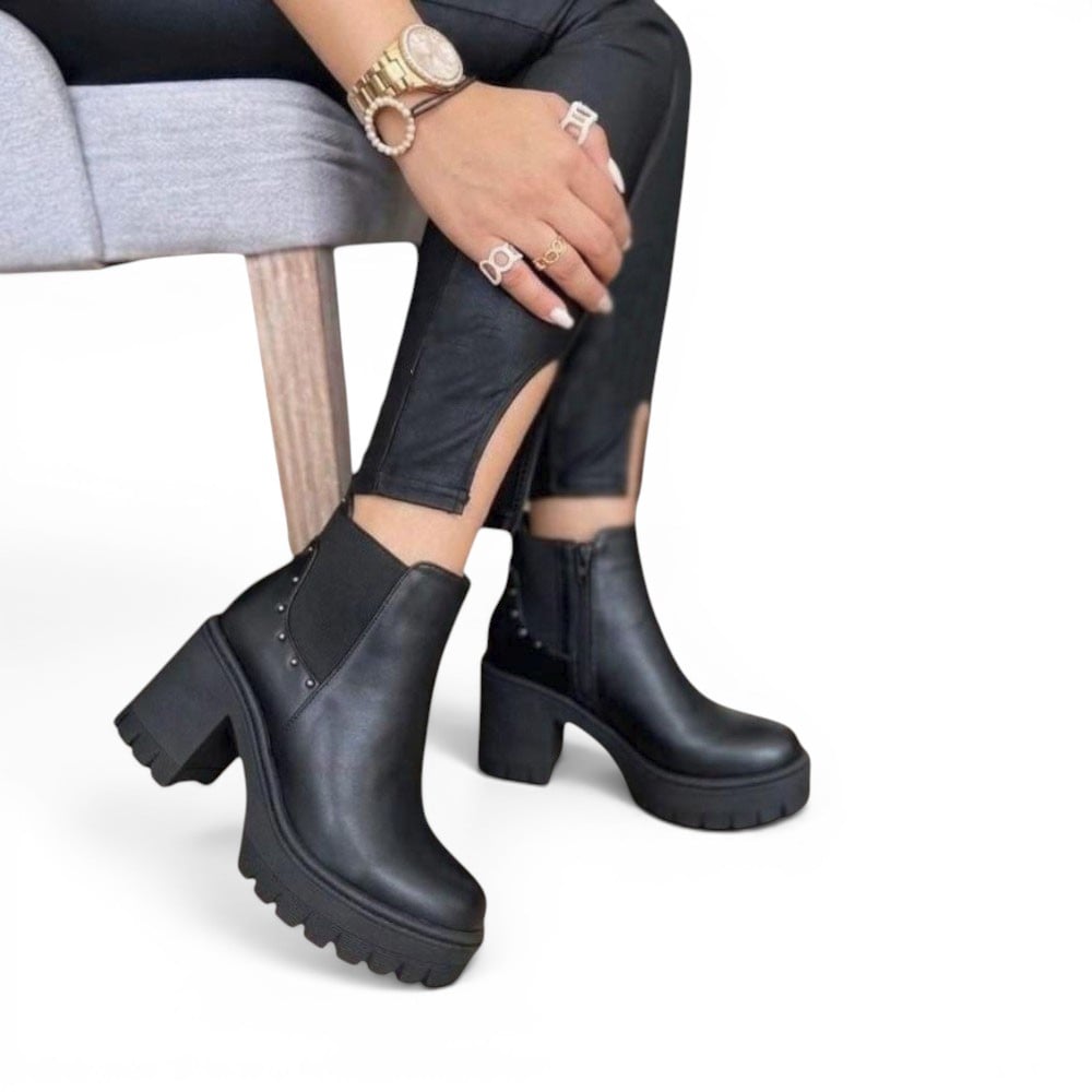 BOTIN MUJER CASUAL 2086-60 TACO 7 COLOR NEGRO - 3