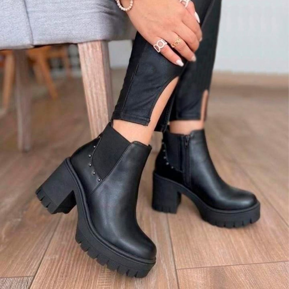 BOTIN MUJER CASUAL 2086-60 TACO 7 COLOR NEGRO - 4