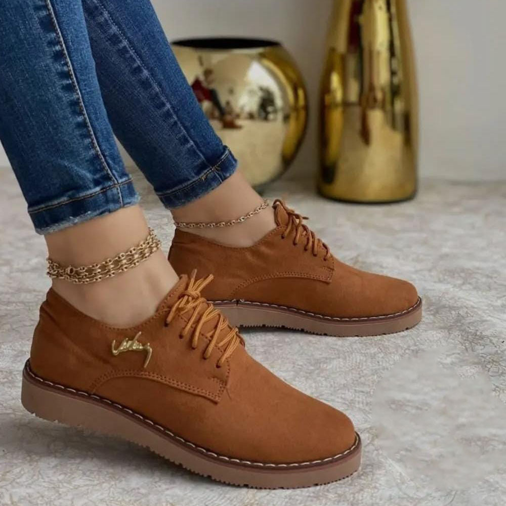 ZAPATO 2086-48 GAMUZA OX-FORD CARAMELO - 2