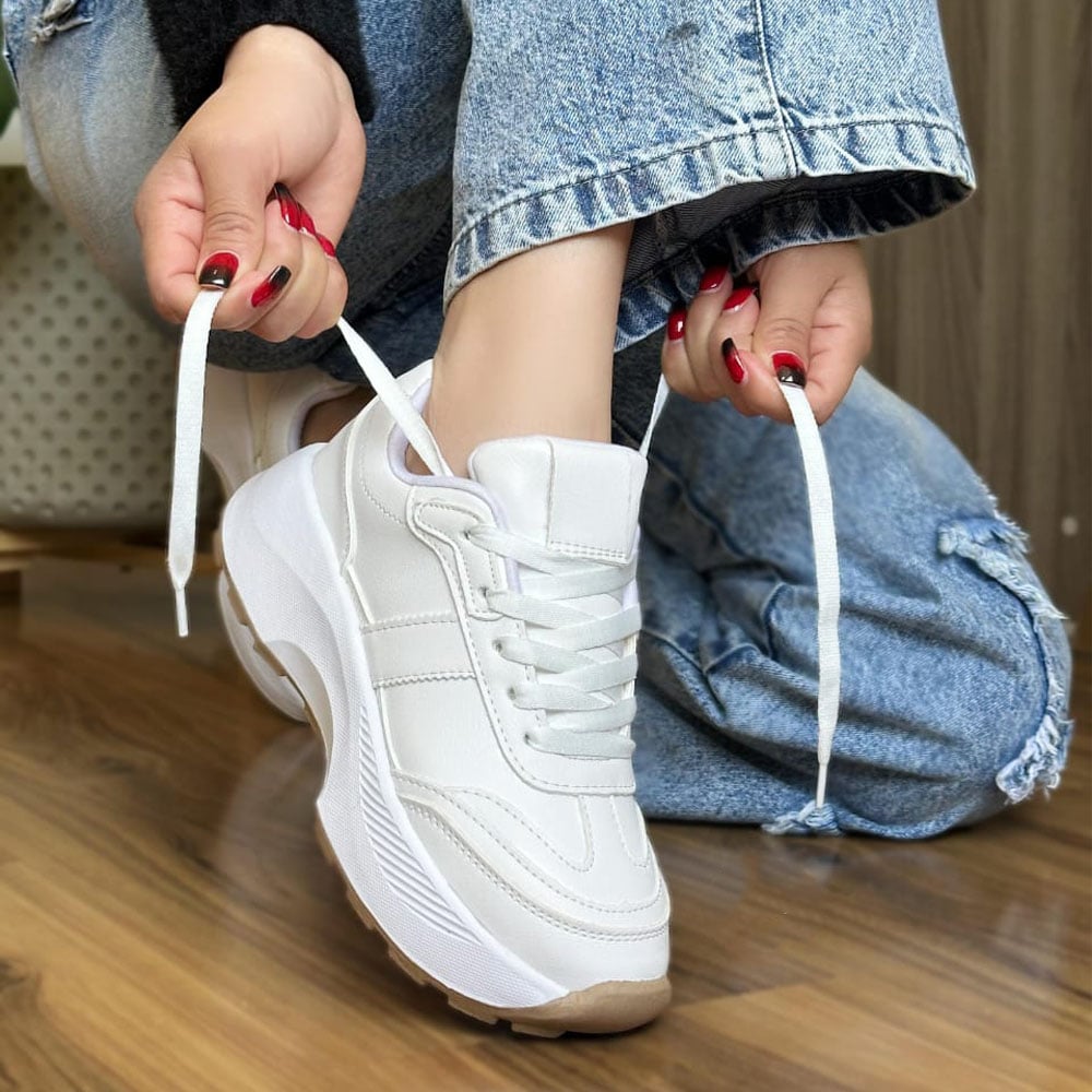 ZAPATILLA ESCOLAR NIÑA PLATAFORMA 4 CM 2086-50 COLOR BLANCO - 2