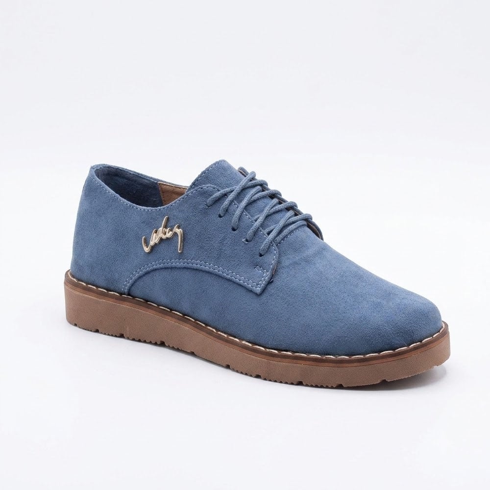 ZAPATO 2086-48 GAMUZA OX-FORD ACERO - 1