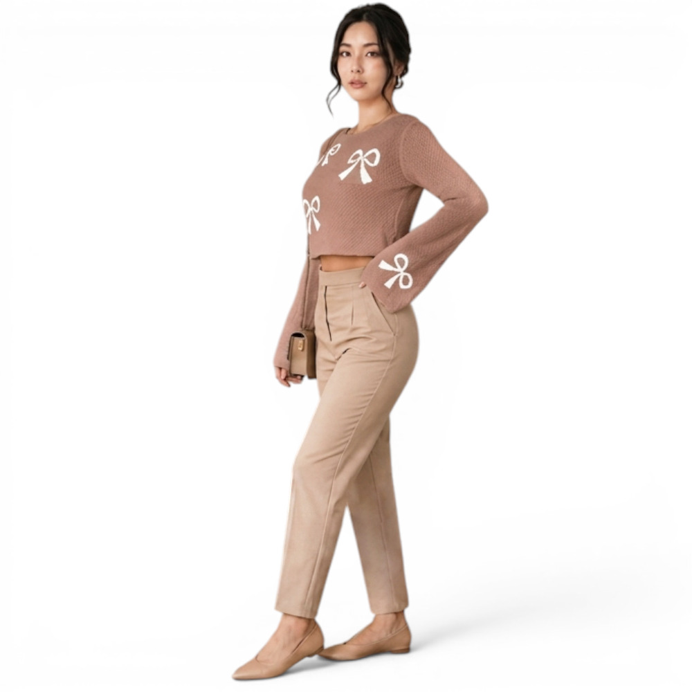 POLO MUJER LAZO MALLA DOM464G-18 HILO TACTO ALGODON COLOR CARAMELO - 4