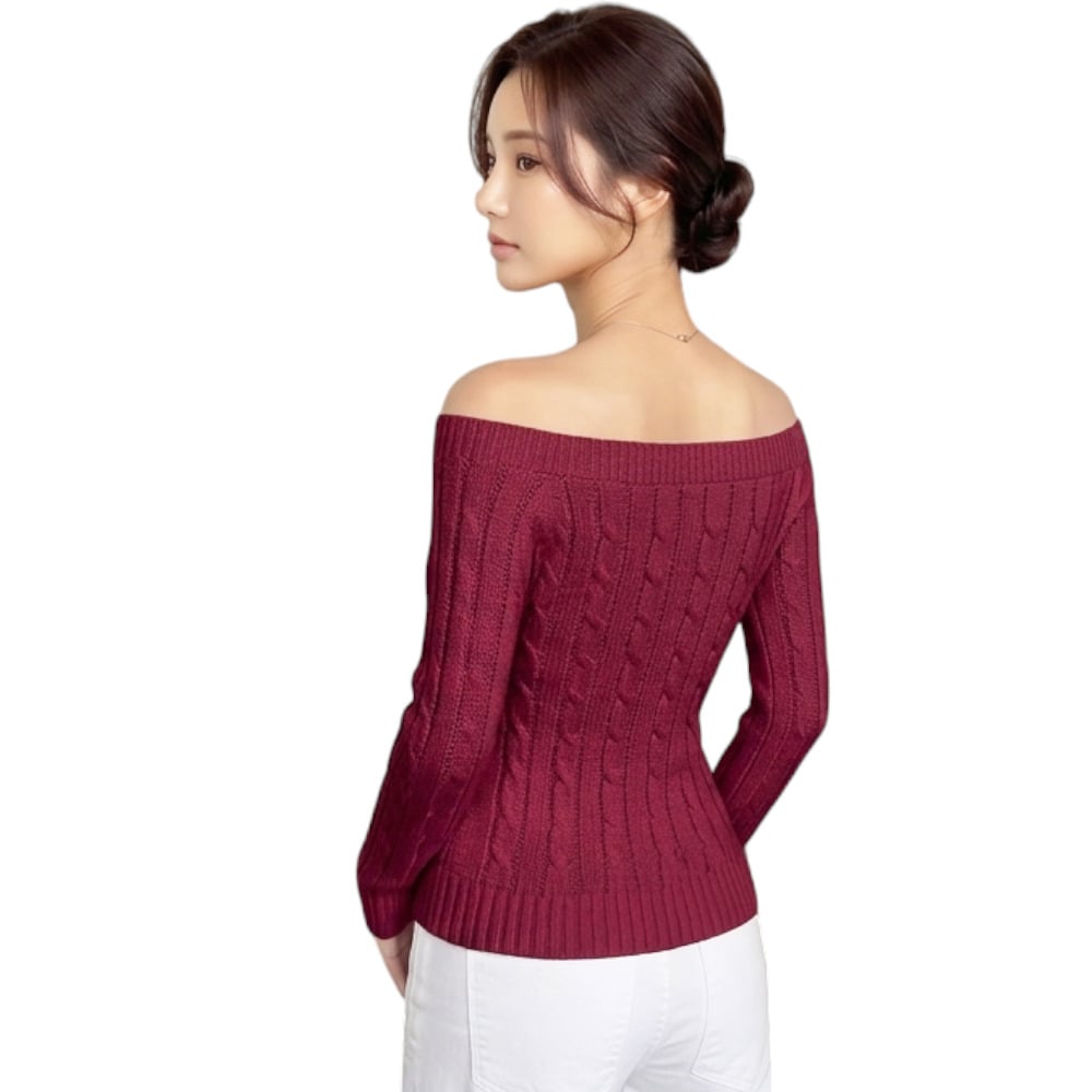 SUETER MUJER HOJAL POTRA ROXY-24 HILO CASIMIR COLOR VINO - 2
