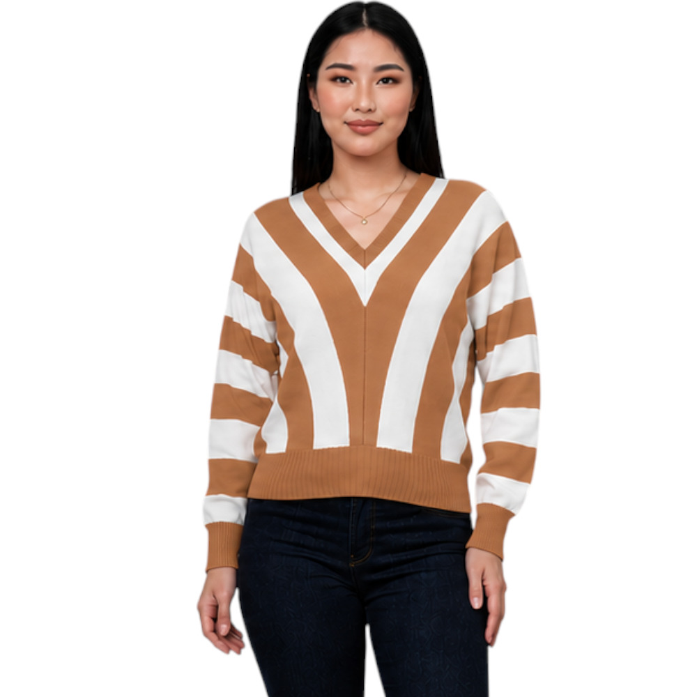 SUETER MUJER CASUAL MAD272G-25 ZAFIRO V HILO TACTO ALGODON COLOR CARAMELO - 2