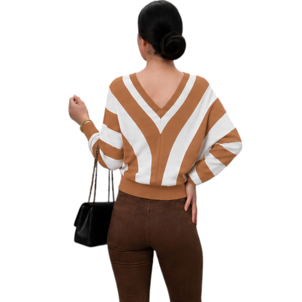 SUETER MUJER CASUAL MAD272G-25 ZAFIRO V HILO TACTO ALGODON COLOR CARAMELO - 3