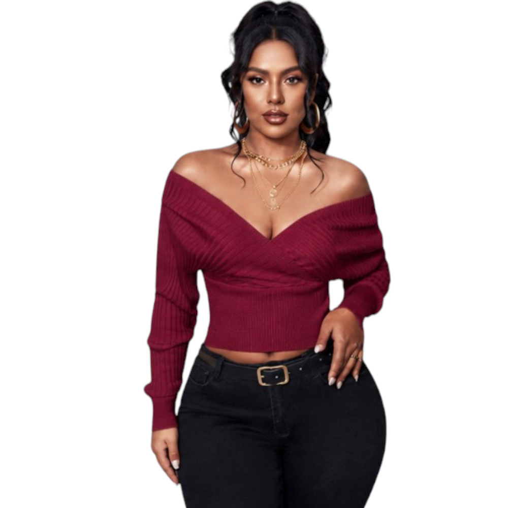 SUETER MUJER JAPONESA DOBLE V BRA127-25HILO CASIMIR COLOR VINO - 1