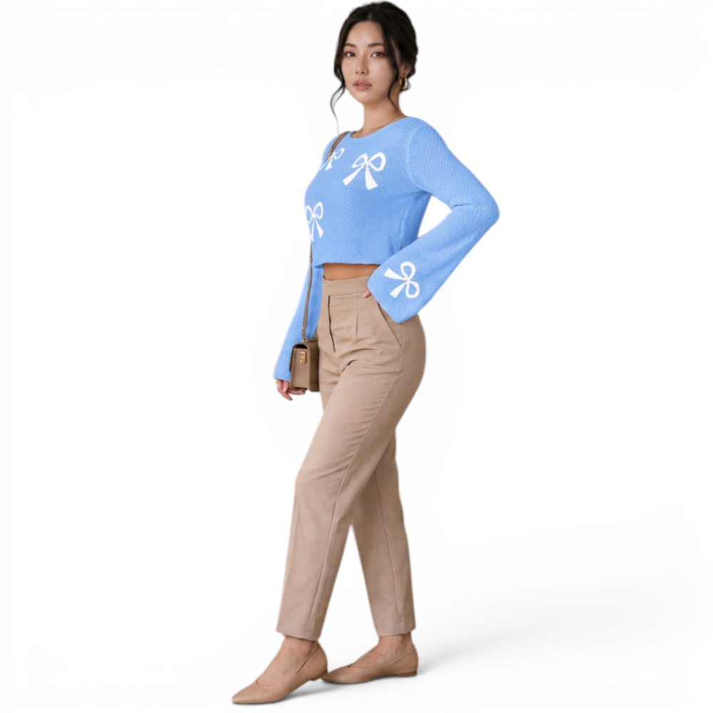 POLO MUJER LAZO MALLA DOM464G-18 HILO TACTO ALGODON COLOR CELESTE - 4