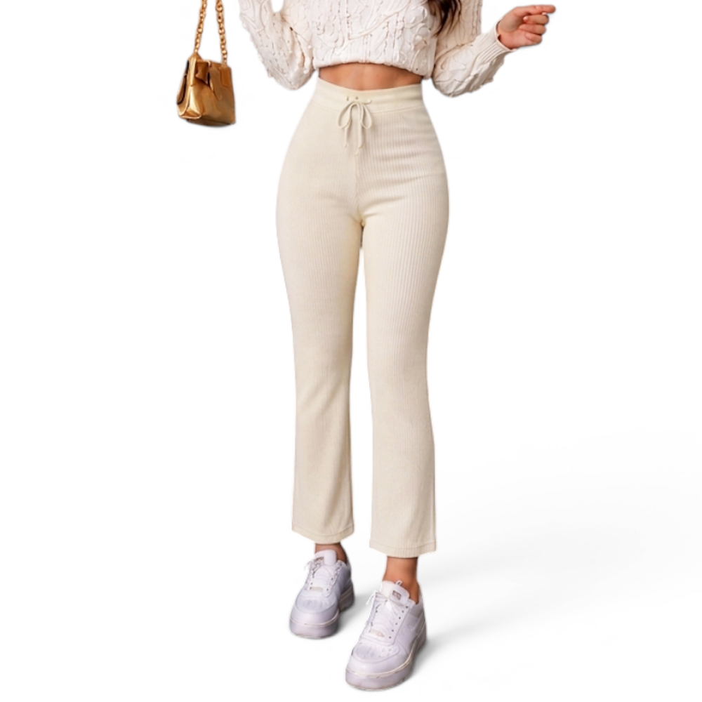 PANTALON MUJER ROXY-25 PALAZO PRETINA HILO TACTO ALGODON COLOR CRUDO - 1