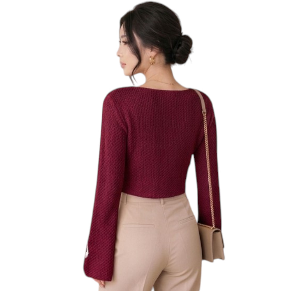 POLO MUJER LAZO MALLA DOM464G-18 HILO TACTO ALGODON COLOR VINO - 2