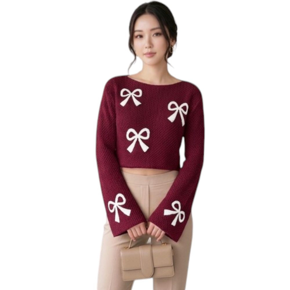 POLO MUJER LAZO MALLA DOM464G-18 HILO TACTO ALGODON COLOR VINO - 3