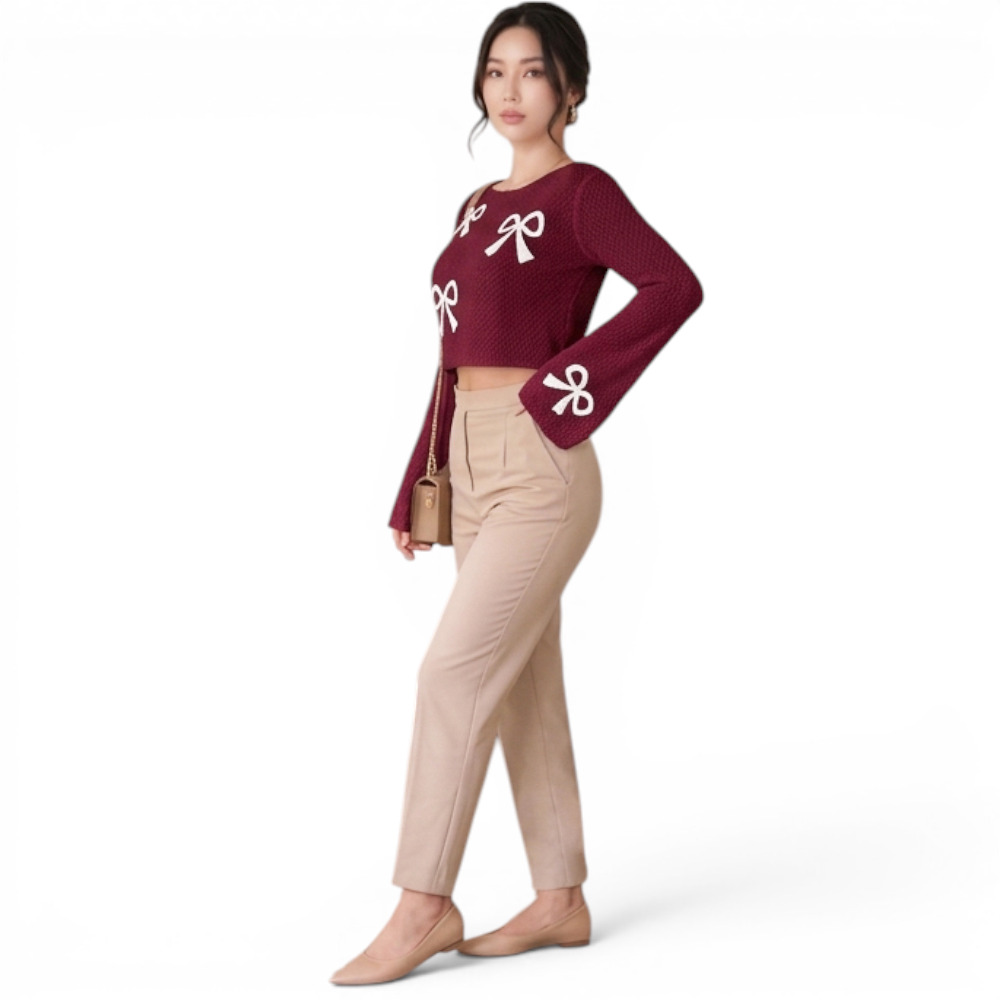 POLO MUJER LAZO MALLA DOM464G-18 HILO TACTO ALGODON COLOR VINO - 4