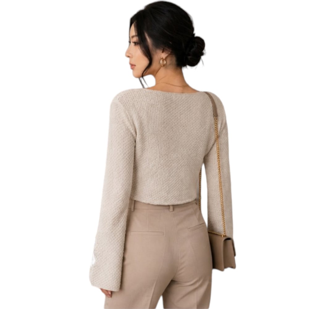 POLO MUJER LAZO MALLA DOM464G-18 HILO TACTO ALGODON COLOR BEIGE - 2