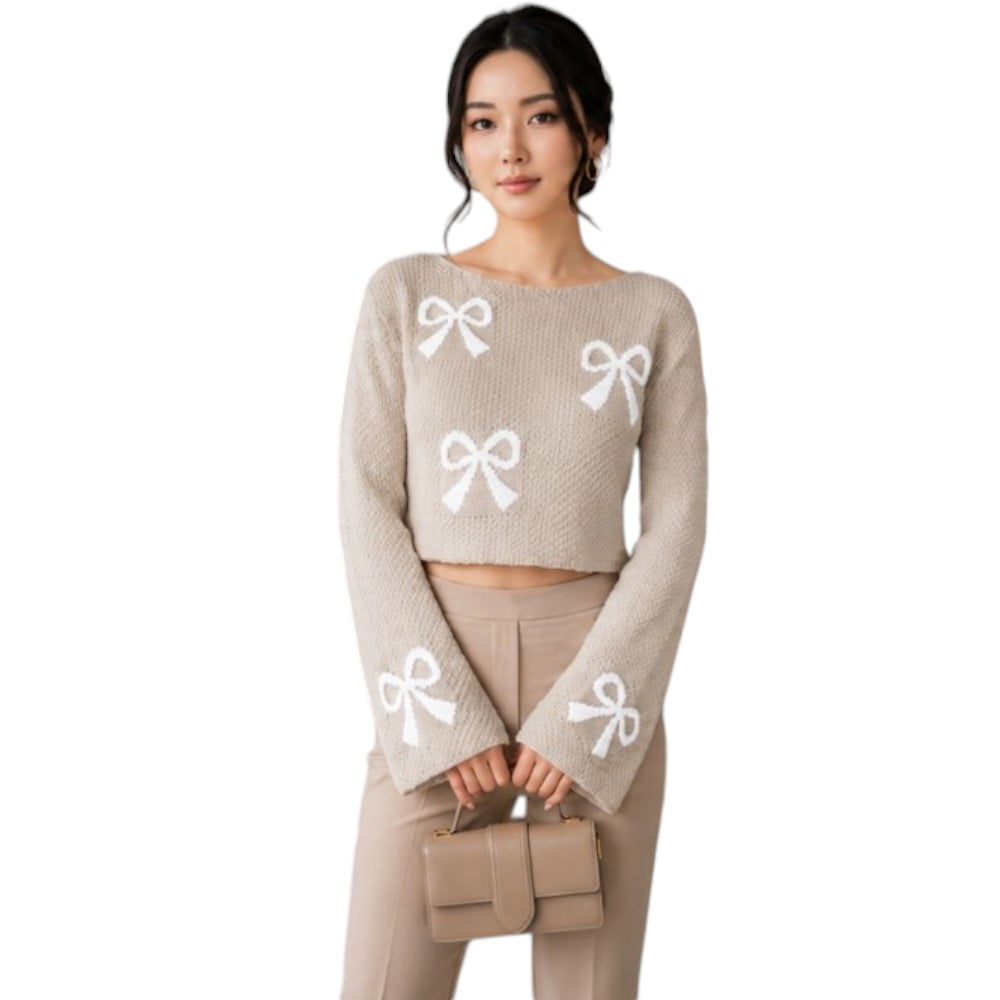 POLO MUJER LAZO MALLA DOM464G-18 HILO TACTO ALGODON COLOR BEIGE - 3