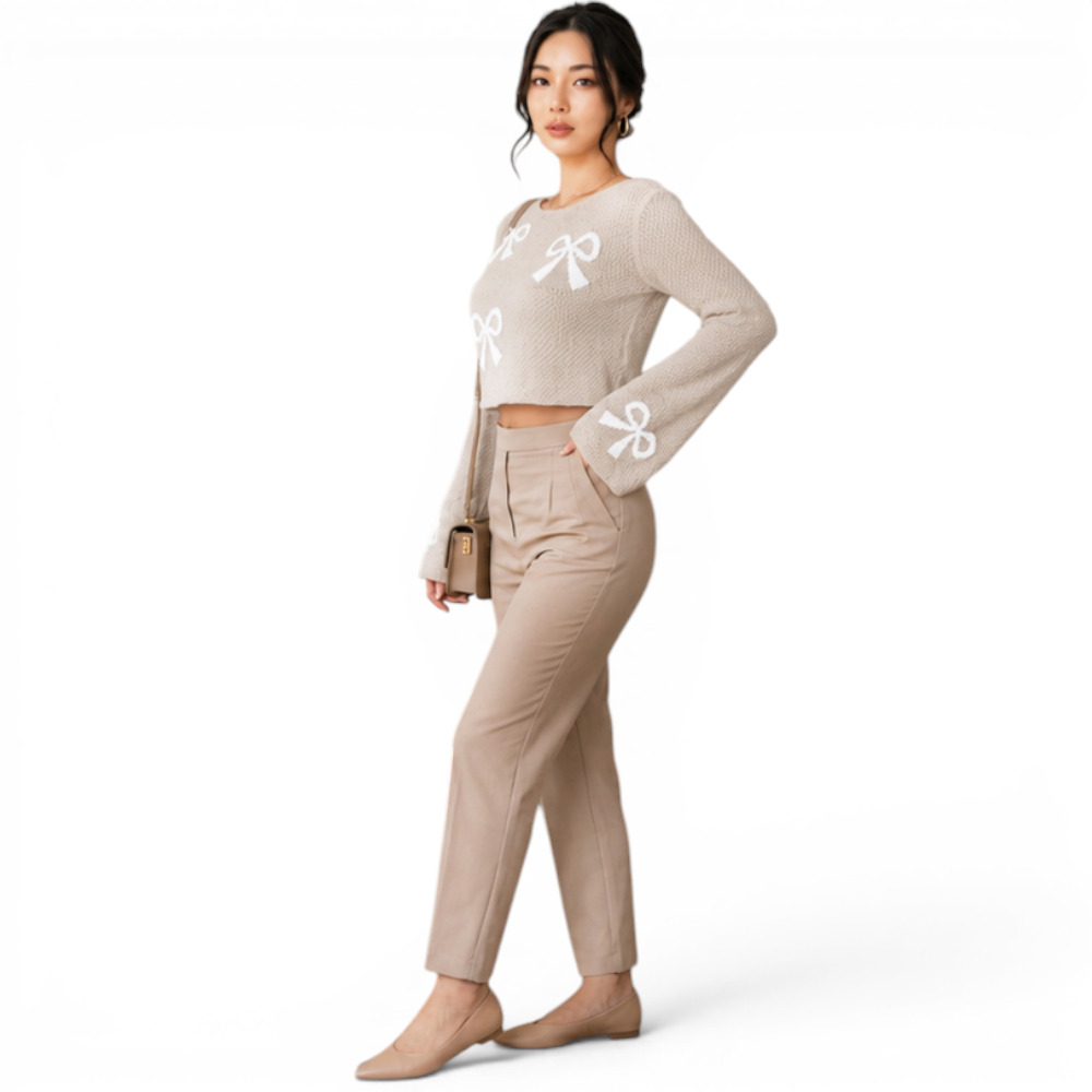 POLO MUJER LAZO MALLA DOM464G-18 HILO TACTO ALGODON COLOR BEIGE - 4