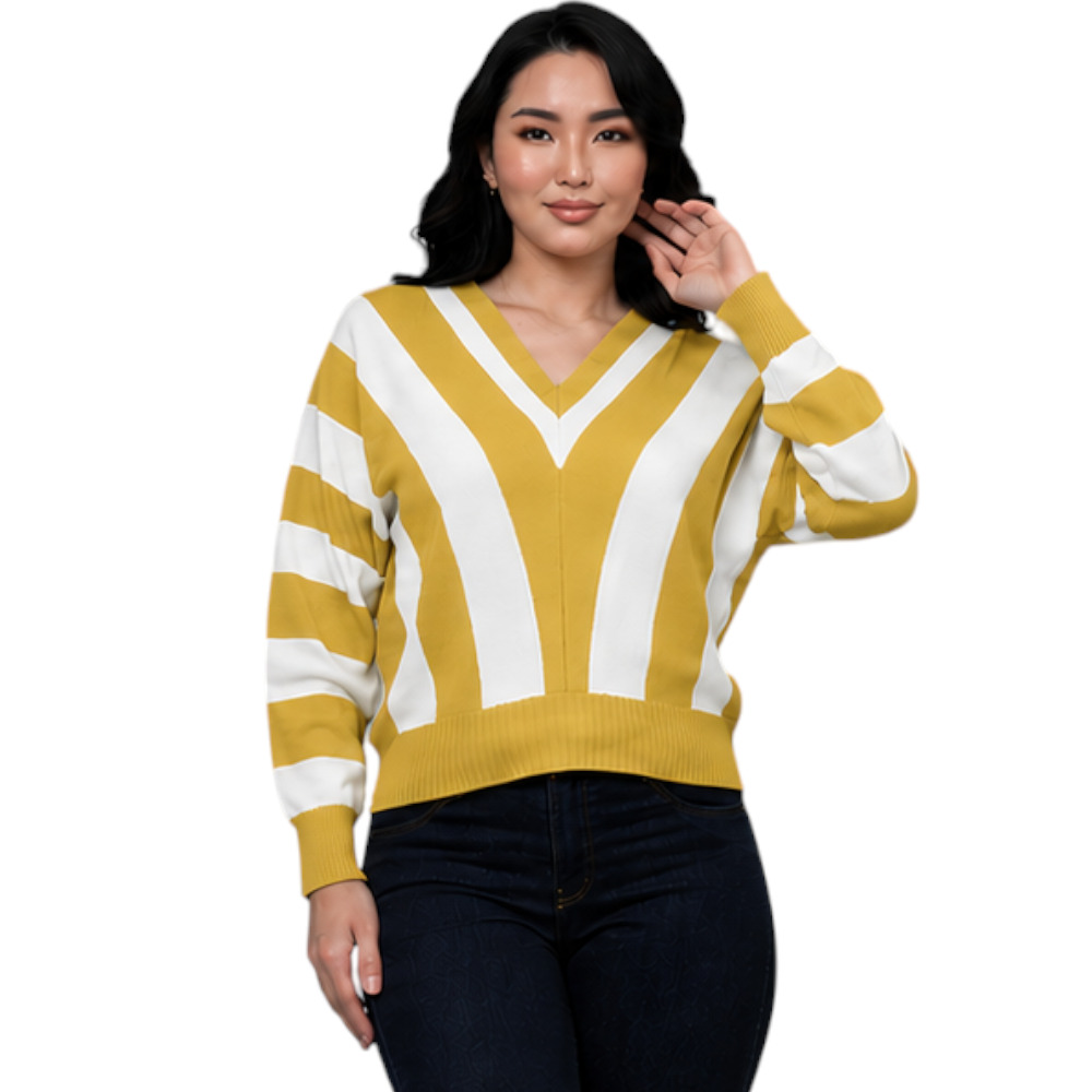 SUETER MUJER CASUAL MAD272G-25 ZAFIRO V HILO TACTO ALGODON COLOR AGUA - 2