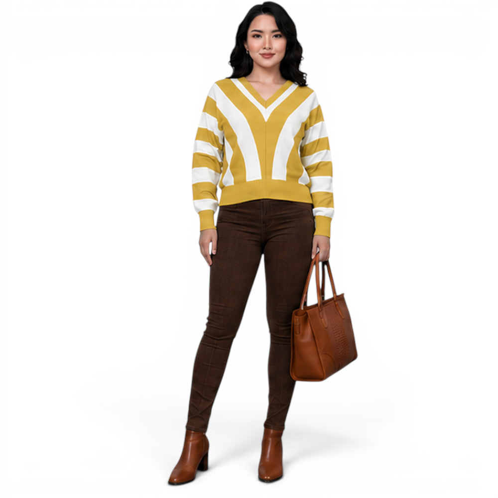 SUETER MUJER CASUAL MAD272G-25 ZAFIRO V HILO TACTO ALGODON COLOR AGUA - 5