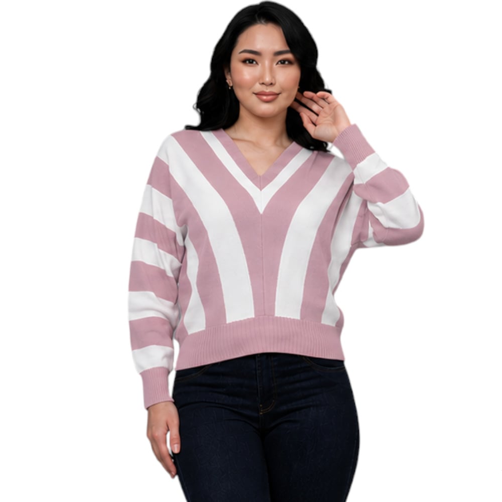 SUETER MUJER CASUAL MAD272G-25 ZAFIRO V HILO TACTO ALGODON COLOR OLIVO - 4